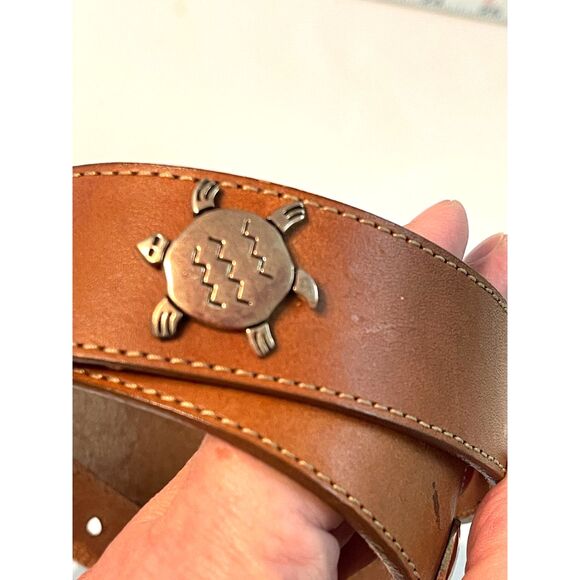 Silver Creek Western Conch Fetish Brown Leather Belt 53004 Genuine Leather USA. main image 8